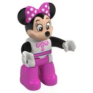 Duplo Figure Minnie Mouse with White Shirt, Bright Pink Collar, Buttons, with Dark Pink Legs, White