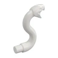 Animal, Snake Head with Open Mouth, Fangs and Curved Neck with Bar, White