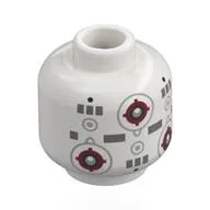 Minifig Head Marksman-H Training Remote Droid, Light Bluish Grey Circles with Dark Red Cross Hairs, Dark Bluish Grey Rectangles, White