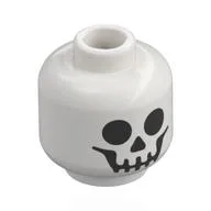 Minifig Head Skeleton, Black Skull Face Print, White
