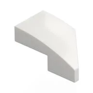 Brick Wedged, Curved 2 x 1 with Stud Notch Left, White