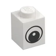 Brick 1 x 1 with Simple Black Eye with White Pupil Print, White