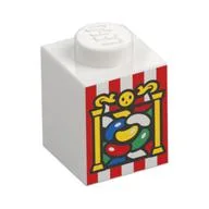 Brick 1 x 1 with Jelly Beans (Bertie Botts Beans) Print, White