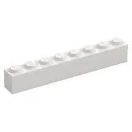 Brick 1 x 8, White