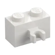 Brick Special 1 x 2 with Vertical Clip [Open O Clip], White