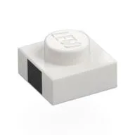 Plate 1 x 1 with Black Square Print, White