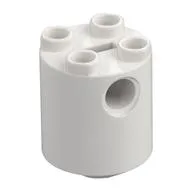 Brick Round 2 x 2 x 2 Robot Body, Axle Holder '+' Orientation, White