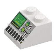 Brick Sloped 45° 2 x 2 with Computer Screen, Lever Print, White