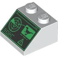 Brick Sloped 45° 2 x 2 with Computer Screen, Radar, Raptor Print, White