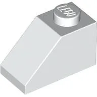Brick Sloped 45° 2 x 1 with Bottom Pin, White