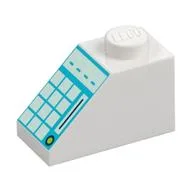 Brick Sloped 45° 2 x 1 with Buttons and Screen with "_ _ _ _" Print, White