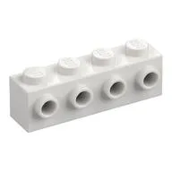 Brick Special 1 x 4 with 4 Studs on One Side, White