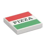 Tile 2 x 2 with Pizza Box Print, White