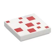 Tile 2 x 2 with Dark Red Squares / Minecraft Cake Print, White