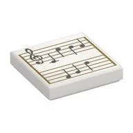 Tile 2 x 2 with Music Sheet Print, White