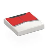 Tile 2 x 2 with Red/Light Bluish Grey Shapes (Clone Trooper Chest) Print, White