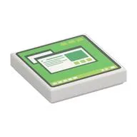 Tile 2 x 2 with Computer Monitor, Green Screen, Lime Buttons Print, White