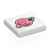Tile 2 x 2 with Modern Classic Space Logo, Pink/Dark Red Planet Print, White
