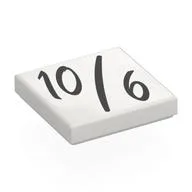 Tile 2 x 2 with Black '10 / 6' Print, White
