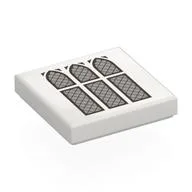 Tile 2 x 2 with 3 Silver Arched Windows Print, White