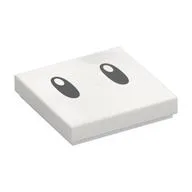 Tile 2 x 2 with Two Black Eyes Print, White