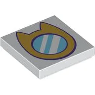 Tile 2 x 2 with Cat-Shaped Mirror Print, White