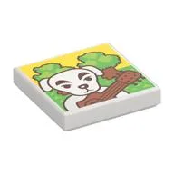 Tile 2 x 2 with White Dog, Guitar, Trees Print, White