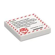 Tile 2 x 2 with Letter, Red Dashed Border, Bowser Head Outline, Black Scribbles Print, White