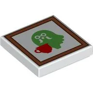 Tile 2 x 2 with Painting, Green Ghost, Red Mug Print, White