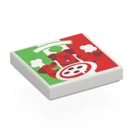 Tile 2 x 2 with Pizza Box, Dogs Print, White