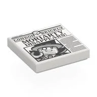 Tile 2 x 2 with Newspaper, 'Moriarty Disappears' Print, White
