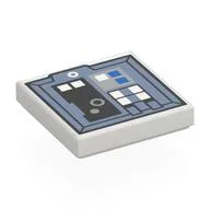 Tile 2 x 2 with Sand Blue Control Panel, White/Black/Blue Buttons Print, White