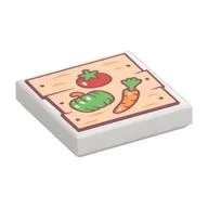 Tile 2 x 2 with Wooden Board, Tomato, Paprika, Carrot Print, White