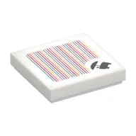 Tile 2 x 2 with Sweets Wagon and Barcode Print (Sticker), White