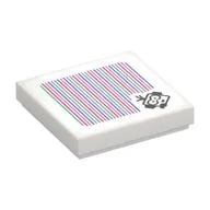 Tile 2 x 2 with Lakitu with Headset and Barcode Print (Sticker), White