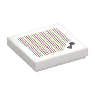 Tile 2 x 2 with Horn and Barcode Print (Sticker), White
