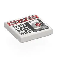 Tile 2 x 2 with Newspaper Daily Bugle 'SPIDER-MAN NO MORE?' Print, White