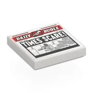 Tile 2 x 2 with Newspaper Daily Bugle 'TIMES SCARE!' Print, White