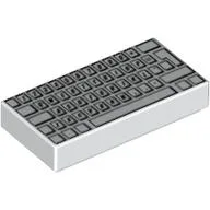 Tile 1 x 2 with Computer Keyboard Standard Print, White