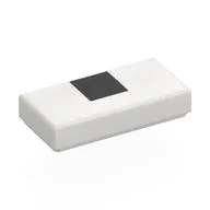 Tile 1 x 2 with Black Square Print, White