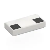 Tile 1 x 2 with 2 Black Squares Print, White