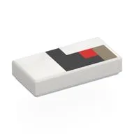Tile 1 x 2 with Pixelated Red/Black/Dark Tan Eye Print, White