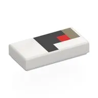 Tile 1 x 2 with Pixelated Red/Black/Dark Tan Eye Print, White