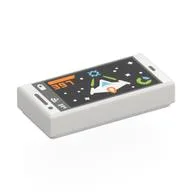 Tile 1 x 2 with Phone Screen, Video Game, Spaceship, Lime Blasters, Space Print, White