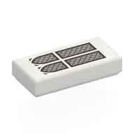 Tile 1 x 2 with 2 Silver Arched Windows Print, White