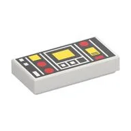 Tile 1 x 2 with Red and Yellow Control Panel Print (Reissue), White