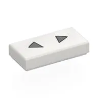 Tile 1 x 2 with Black/Silver Triangles (Nostrils) Print, White