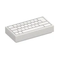 Tile 1 x 2 with Computer Keyboard with No Letters Print, White