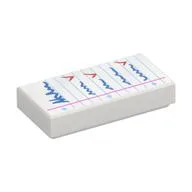 Tile 1 x 2 with Medium Blue Checklist Print, White