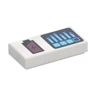 Tile 1 x 2 with Battery, Graph Print, White